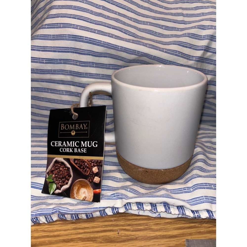 Bombay Ceramic Mug Cork Base White Coffee Tea Cup